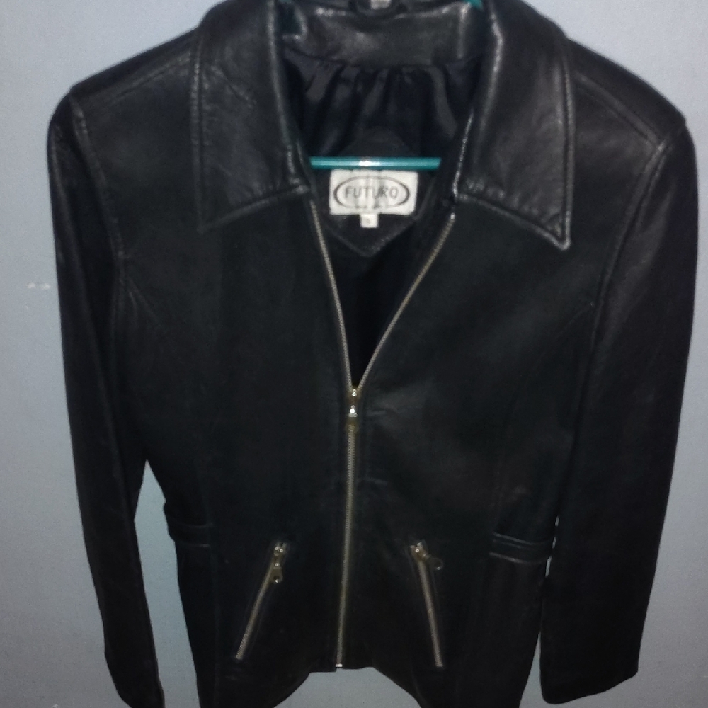 Futuro Women's Classic Black Leather Jacket